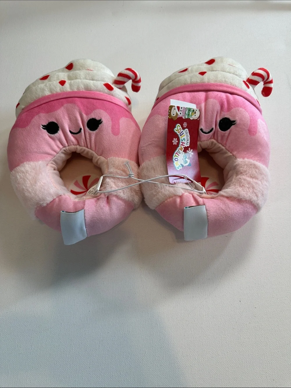 Squishmallows Pink & White Cupcake Kids Plush Slippers Size 13-1